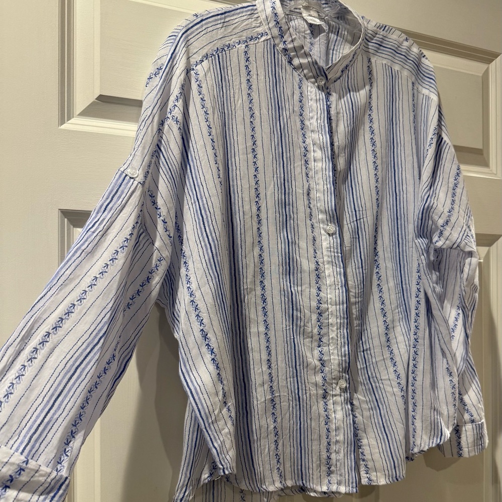 Esley Blue and White Striped Blouse